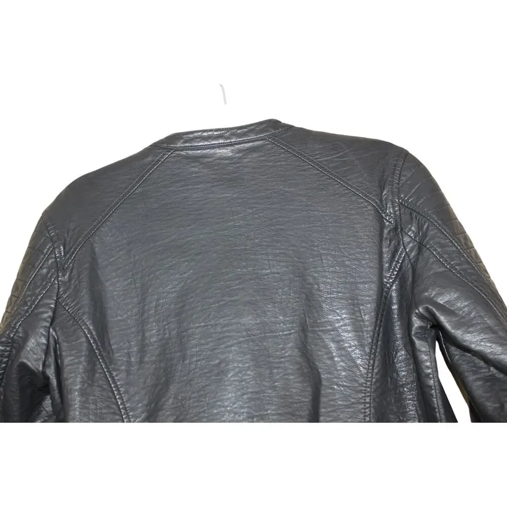 Cupcakes and Cashmere‎ Black Faux Leather Casual Moto Jacket Size M